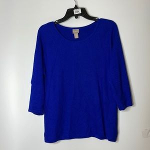 Chico’s Womens Royal Blue Long Sleeve Top Shirt SIZE 0 S SMALL